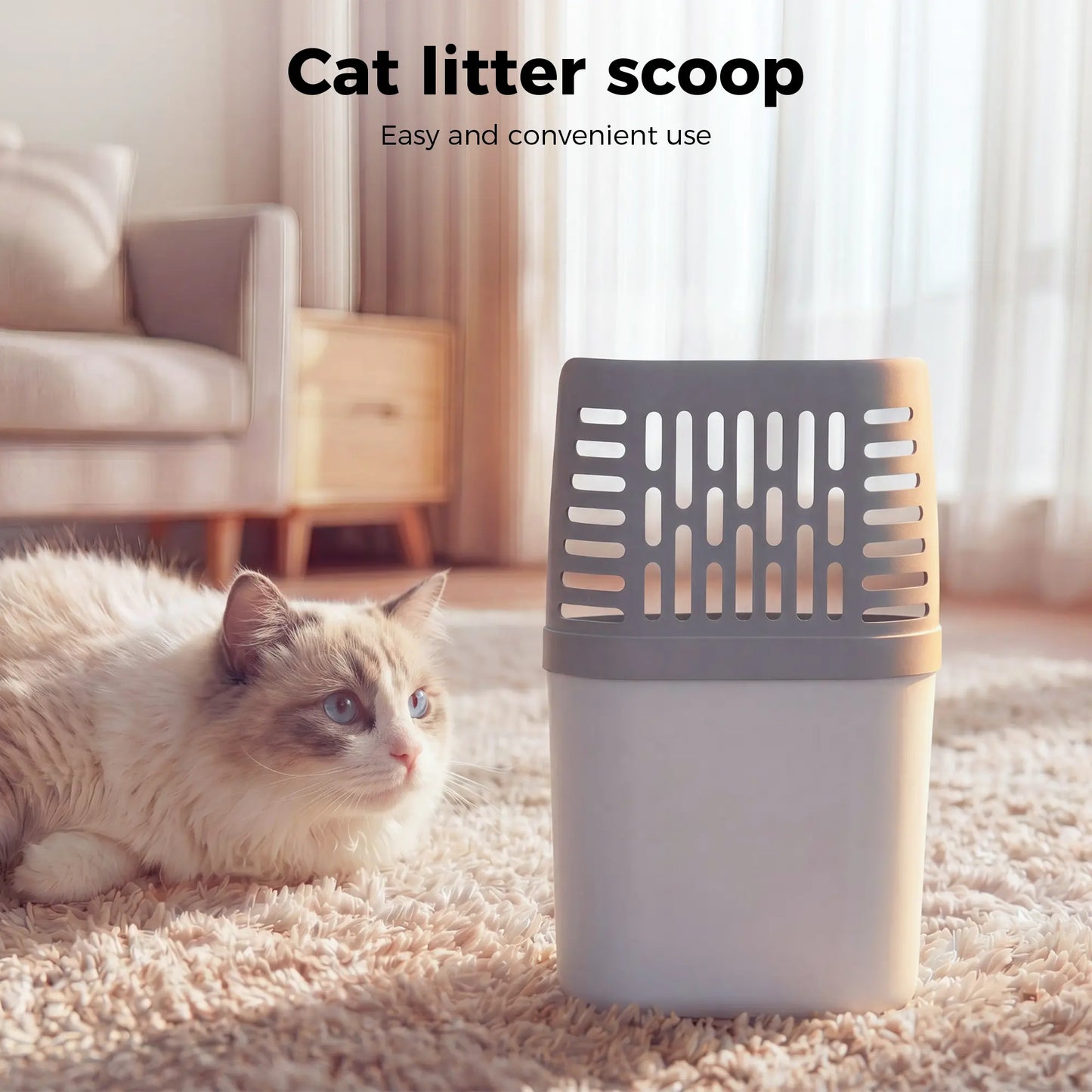Portable Cat Litter Scooper with Leak-Resistant and Odor-Blocking Design, Large Capacity with Baffle