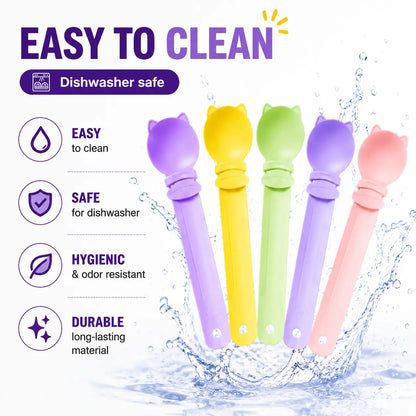 5-Pack Handheld Treat Squeeze Spoons - Mess-Free Wet Food Dispenser, Indoor Puree Tube Feeding Tool, Extra Long Handle for Easy Storage, All Seasons Home Supply Cat Accessory