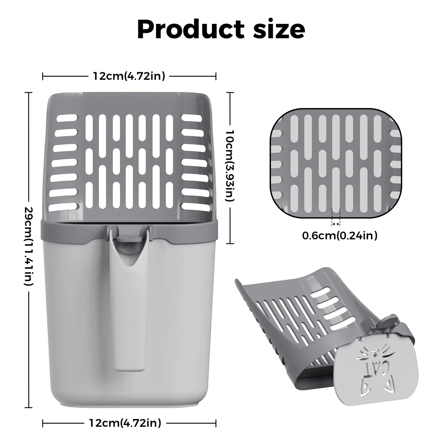 Portable Cat Litter Scooper with Leak-Resistant and Odor-Blocking Design, Large Capacity with Baffle