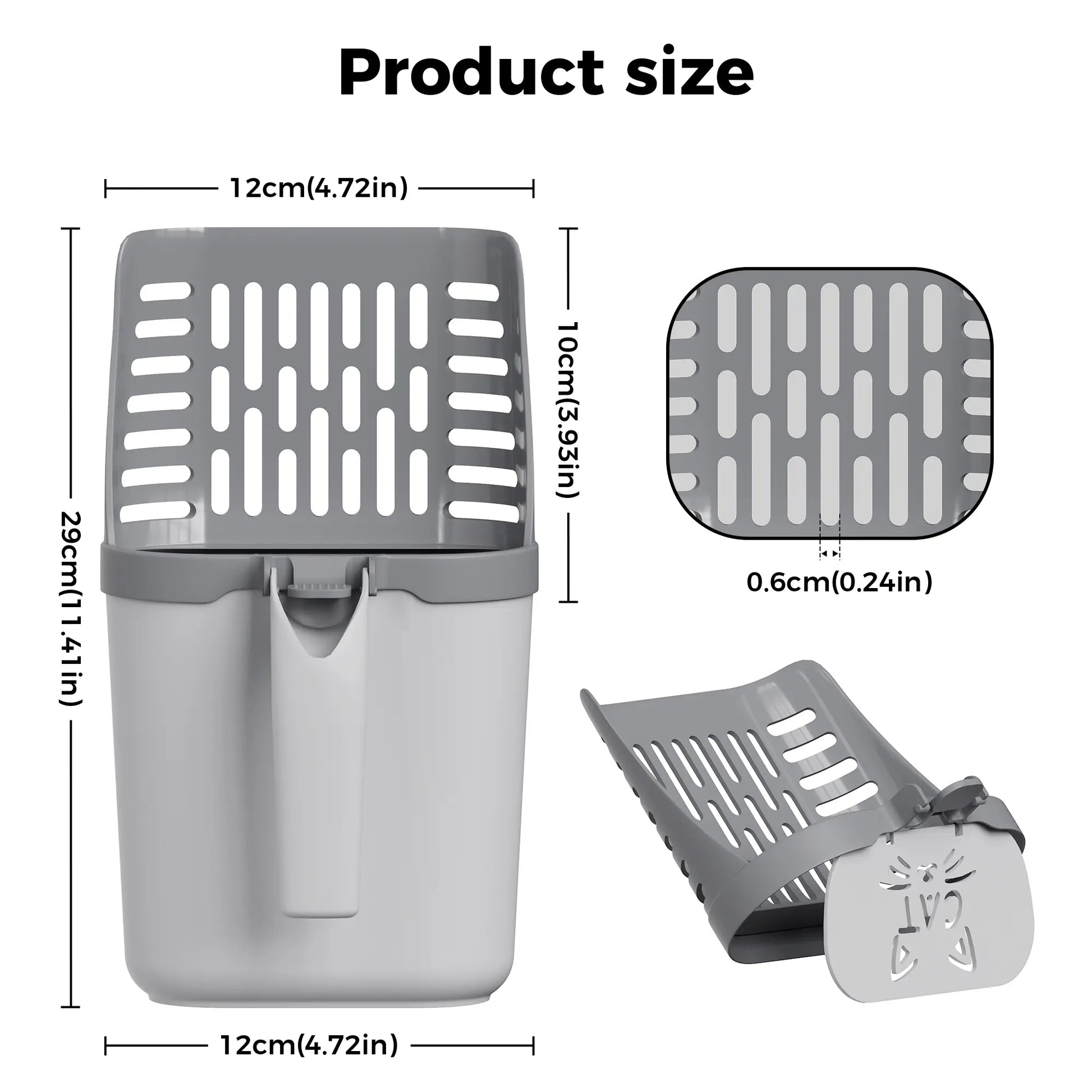 Portable Cat Litter Scooper with Leak-Resistant and Odor-Blocking Design, Large Capacity with Baffle