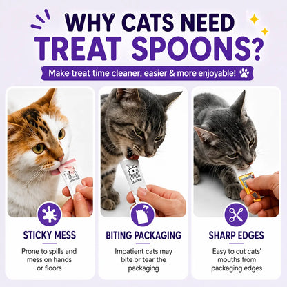 5-Pack Handheld Treat Squeeze Spoons - Mess-Free Wet Food Dispenser, Indoor Puree Tube Feeding Tool, Extra Long Handle for Easy Storage, All Seasons Home Supply Cat Accessory