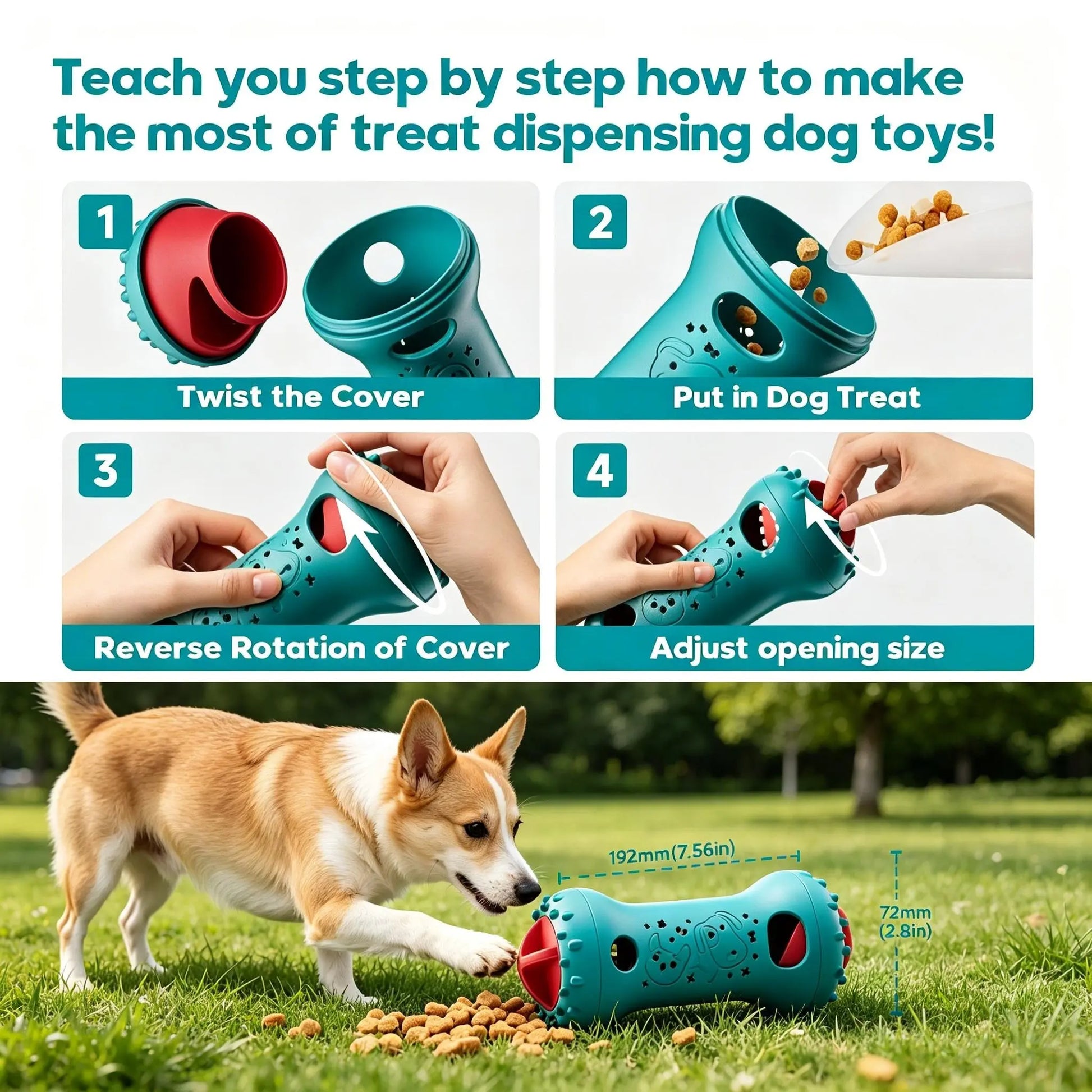 Interactive Treat Dispensing Dog Puzzle Treat Toy for Dogs,Dog Toys,Treat Dispensing Dog Enrichment Toys for IQ Training and Brain Stimulation, Interactive Mentally Stimulating Toys as Gifts for Puppies, Cats, Dogs