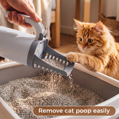 Portable Cat Litter Scooper with Leak-Resistant and Odor-Blocking Design, Large Capacity with Baffle