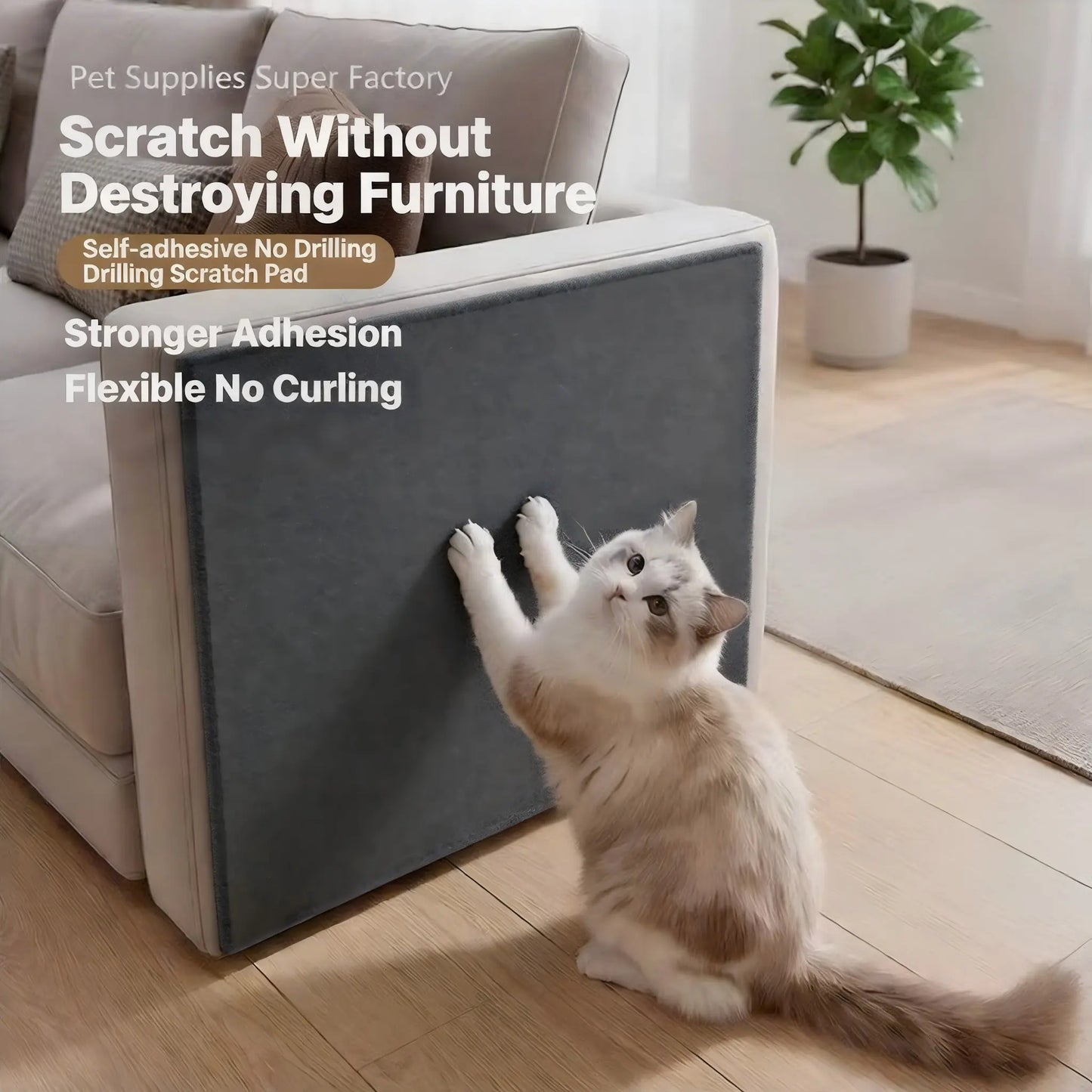 Pipidodo 15.7" x 78.7" Cat Scratch Couch Protector Mat - Self-Adhesive Furniture Guard and Climbing Scratcher for Indoor Cats