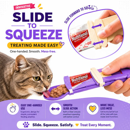 5-Pack Handheld Treat Squeeze Spoons - Mess-Free Wet Food Dispenser, Indoor Puree Tube Feeding Tool, Extra Long Handle for Easy Storage, All Seasons Home Supply Cat Accessory